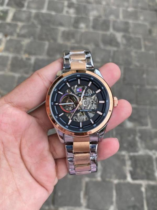 TOMMY HILLFIGER AUTOMATIC SILVER COPPER (2ton) BLACK DAYAL