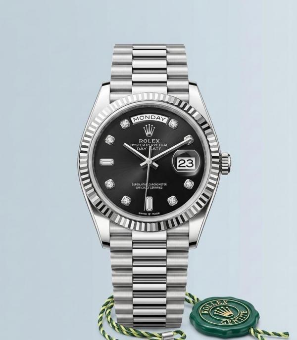 Rolex Daydate Black Dial With Diamond Cut Hover Image