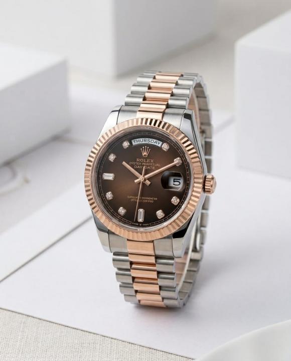 Rolex Daydate Dual Tone Copper Dial With Diamond Cut Hover Image