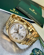 Rolex Daydate Full Gold White Dial With Roman Number