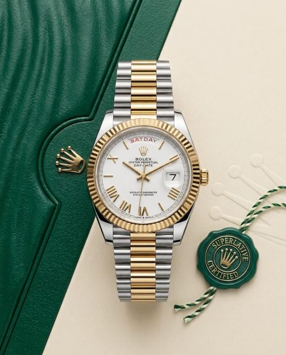 Rolex Daydate Dual Tone White Dial With Roman Number Hover Image