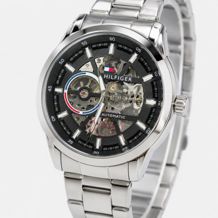 TOMMY HILLFIGER AUTOMATIC SILVER BLACK
