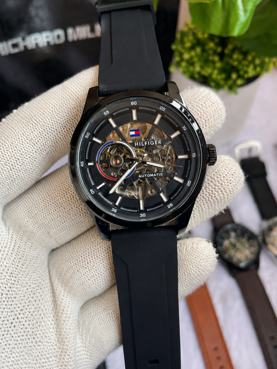 Tommy Hilfiger Automatic Silicon Belt Full Black AT145