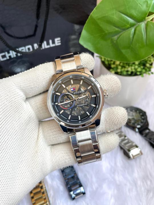 Tommyy Hilfiger Automatic Silver Black Dial AT149