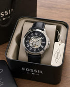 Fossil Grant Automatic black silver Black