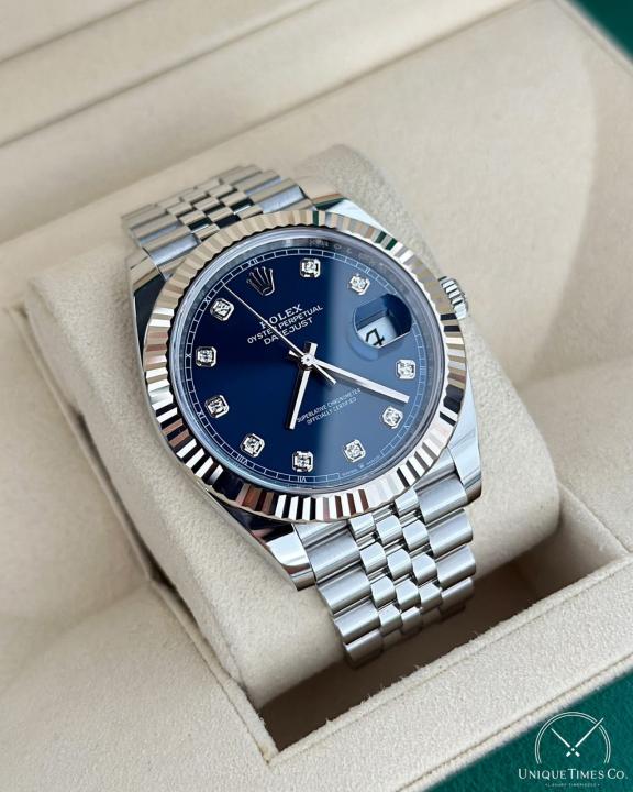 Rolex Oyster Perpetual Date Just Diamond Silver-Blue-Diamond