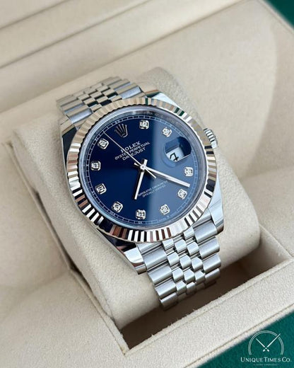 Rolex Oyster Perpetual Date Just Diamond Silver-Blue-Diamond