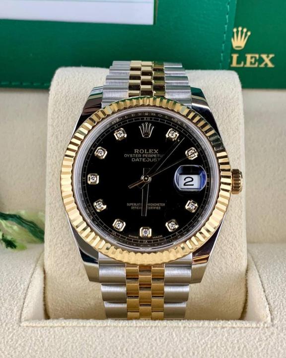 Rolex Datejust Dual Tone Black Dial With Dimond Cut
