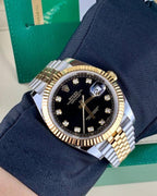 Rolex Datejust Dual Tone Black Dial With Dimond Cut