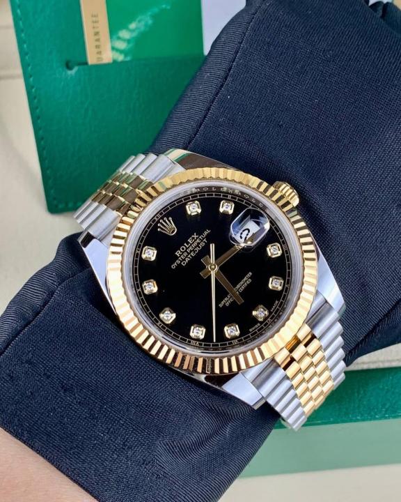 Rolex Datejust Dual Tone Black Dial With Dimond Cut