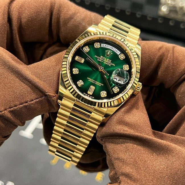 Rolex Daydate Full Gold Green Dial With Daimond Main Image