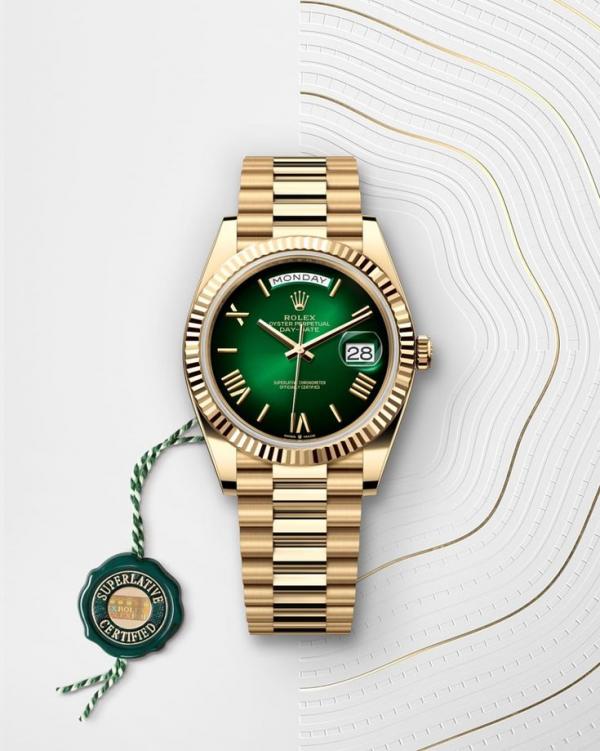 Rolex Daydate Full Gold Green Dial With Roman Numbers Main Image
