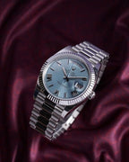 Rolex Daydate Full Silver With Skyblue Dial