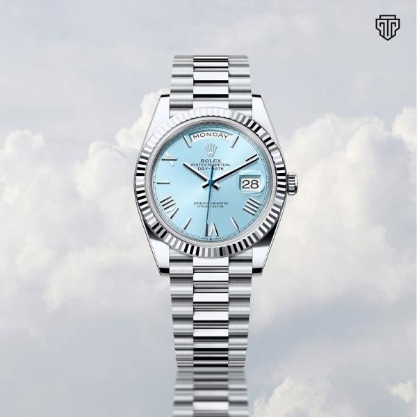 Rolex Daydate Full Silver With Skyblue Dial