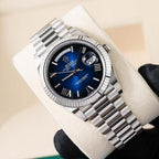 Rolex Daydate Full Silver With Dark Blue Dial