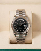 Rolex Daydate Full Silver Black Dial With Roman Number