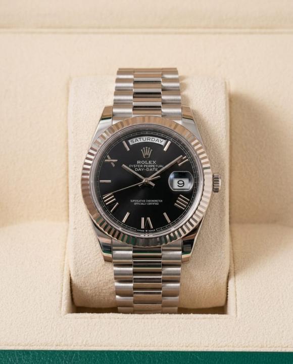 Rolex Daydate Full Silver Black Dial With Roman Number Hover Image