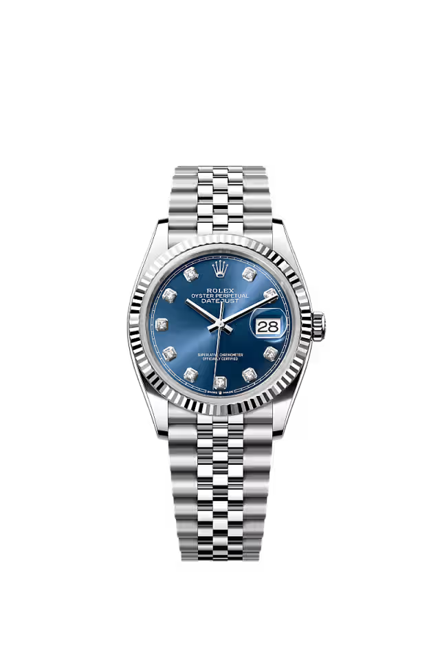 Rolex Oyster Perpetual Date Just Diamond Silver-Blue-Diamond