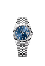 Rolex Oyster Perpetual Date Just Diamond Silver-Blue-Diamond