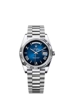 Rolex Daydate Full Silver With Dark Blue Dial