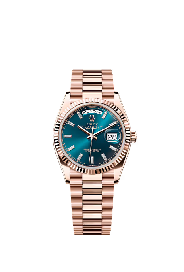 Rolex Daydate Full Copper Blye Dial With Diamond Hover Image