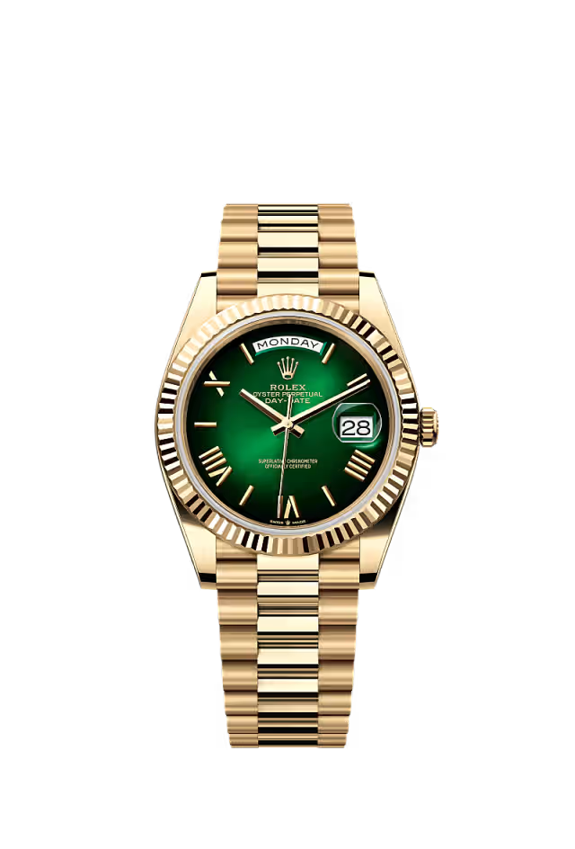 Rolex Daydate Full Gold Green Dial With Roman Numbers Hover Image