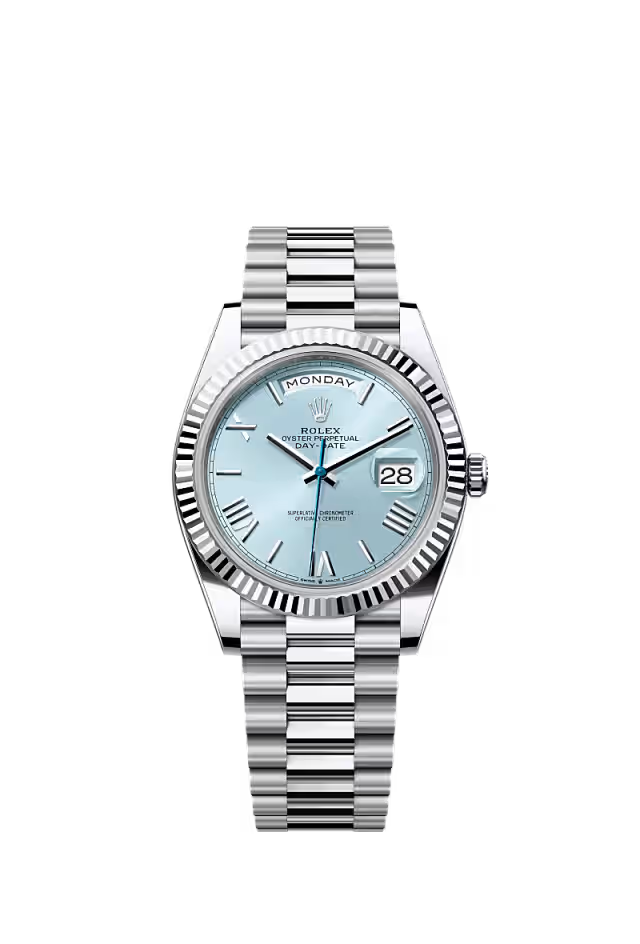 Rolex Daydate Full Silver With Skyblue Dial Hover Image