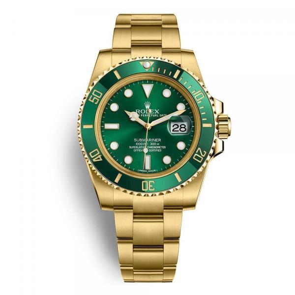 Rolex Submarine Full Gold Green Dial Hover Image