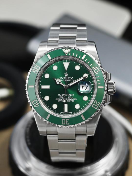 Rolex Submarine Full Silver Green Dial Hover Image