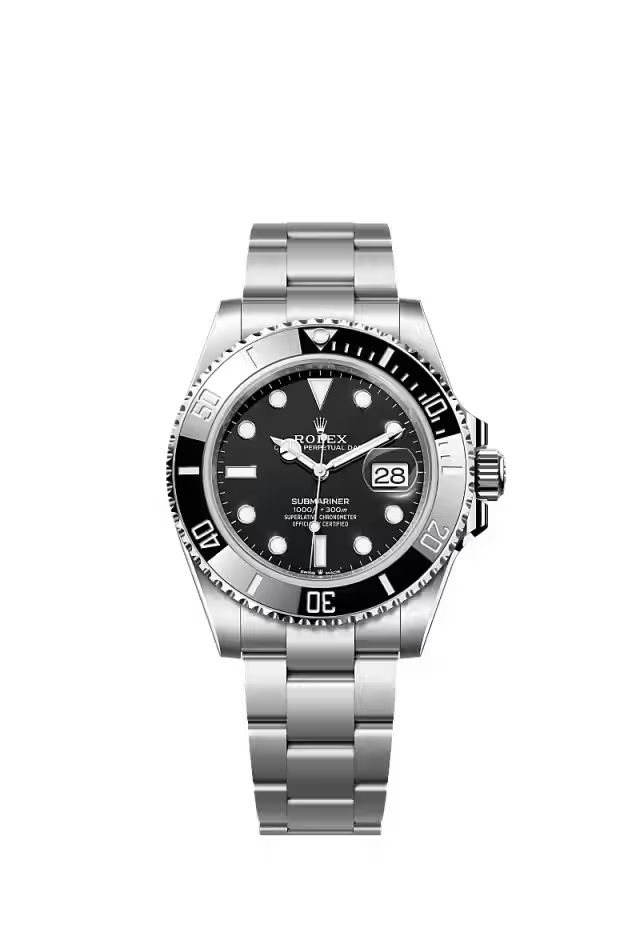 Rolex Submariner Silver Chain Black Dail Hover Image